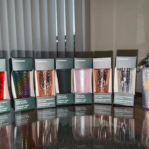 Starbucks Cold Cup Ornament Set - Red, Blue, Black, Pink, Silver